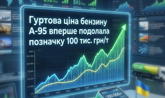 Гуртова ціна бензину А-95 вперше подолала позначку 100 тис. грн/т